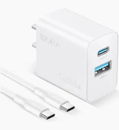Cargador GaN 20W De 2 Puertos Cable Tipo C 3A